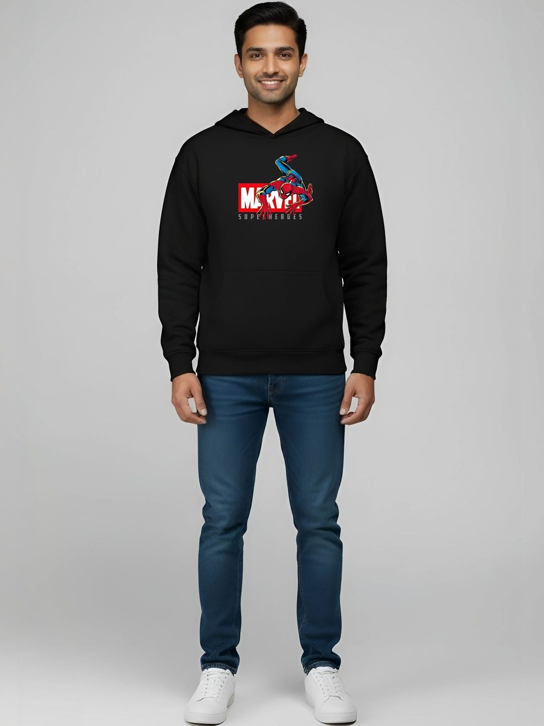 BRATMA Men Printed Hooded Sweatshirt