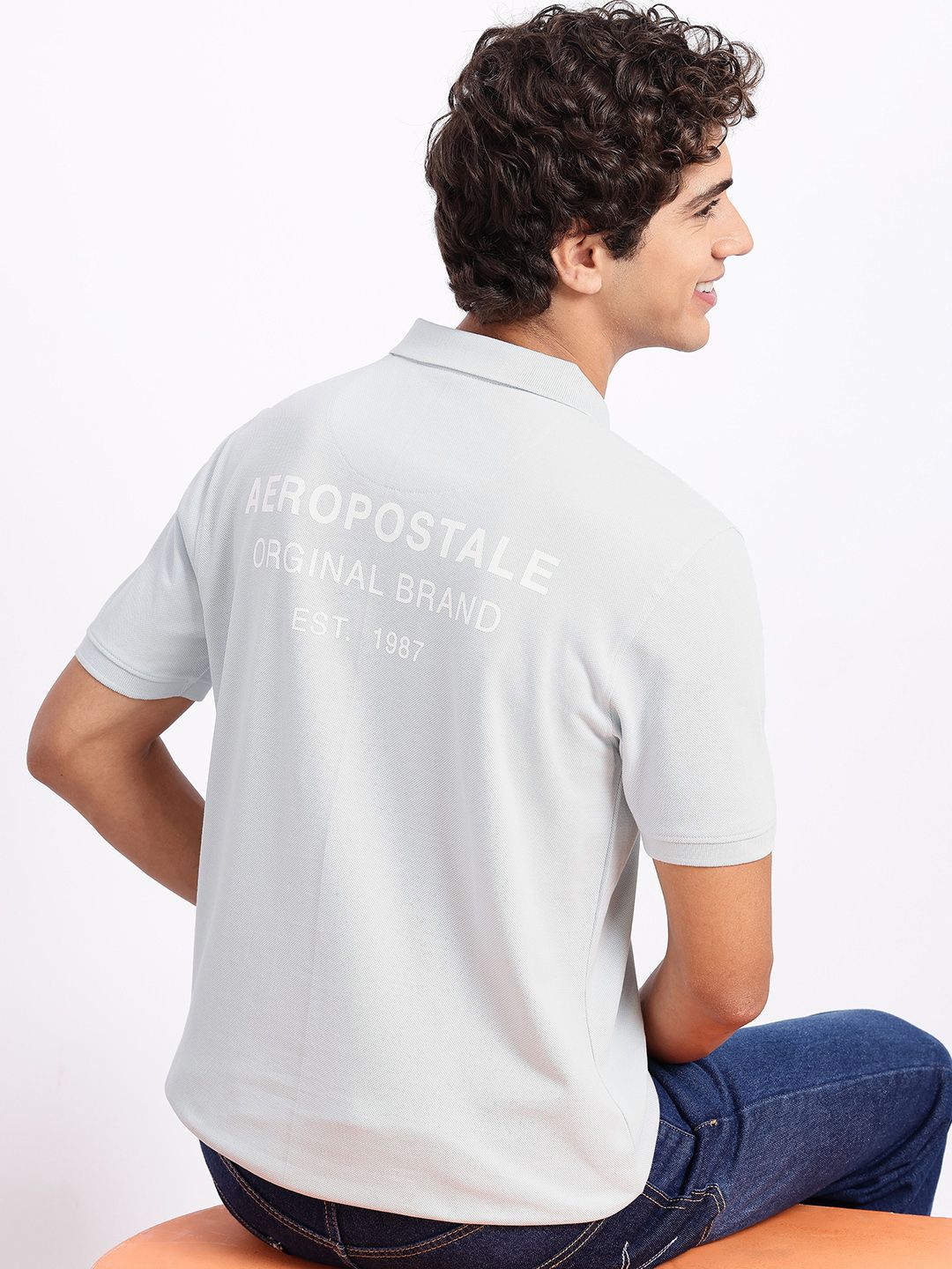 Aeropostale Brand Logo Printed Polo Collar Pure Cotton T-shirt