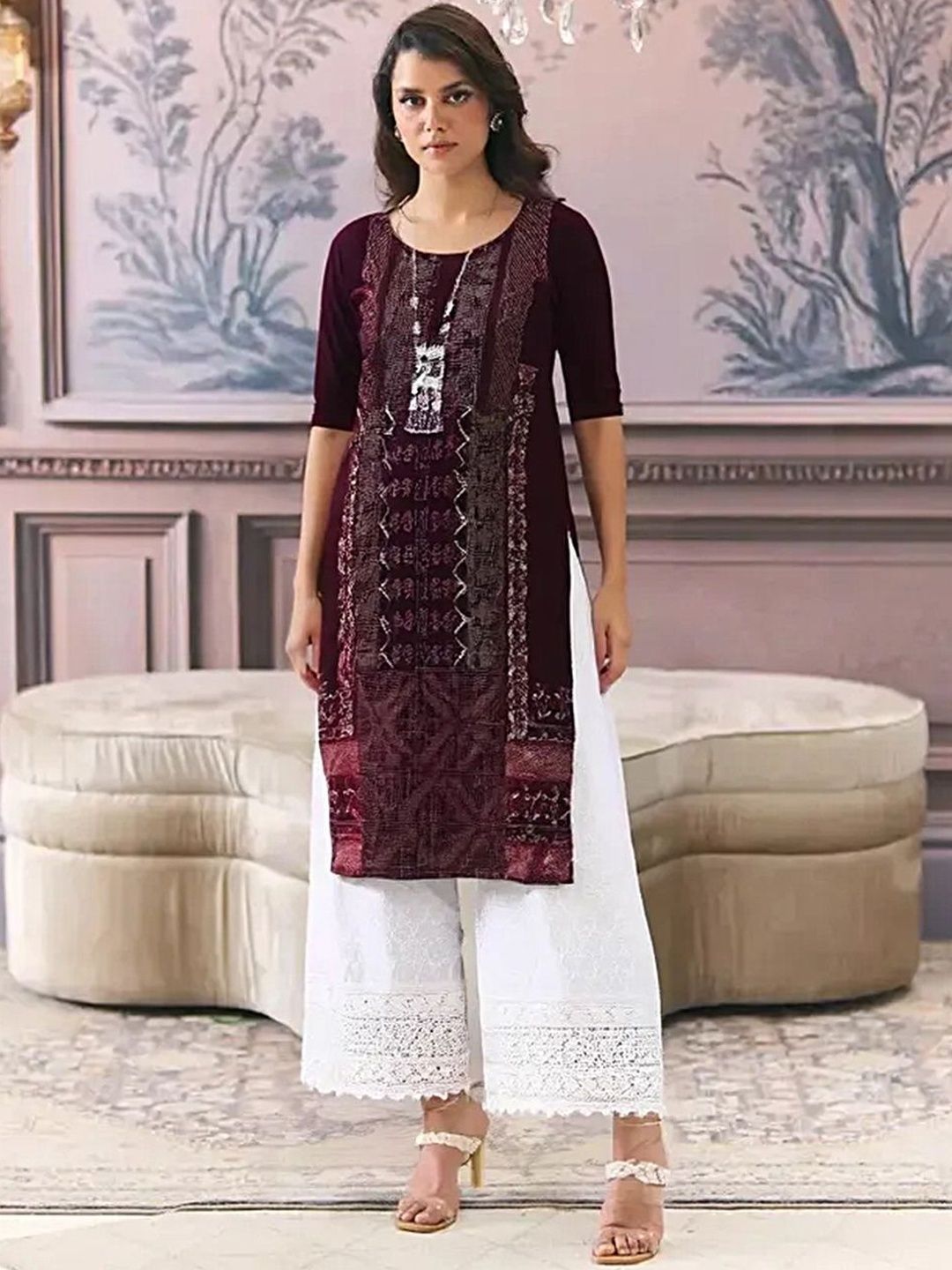 arangya Women Pack Of 2 Ethnic Motifs Printed Indie Prints Crepe Kurta