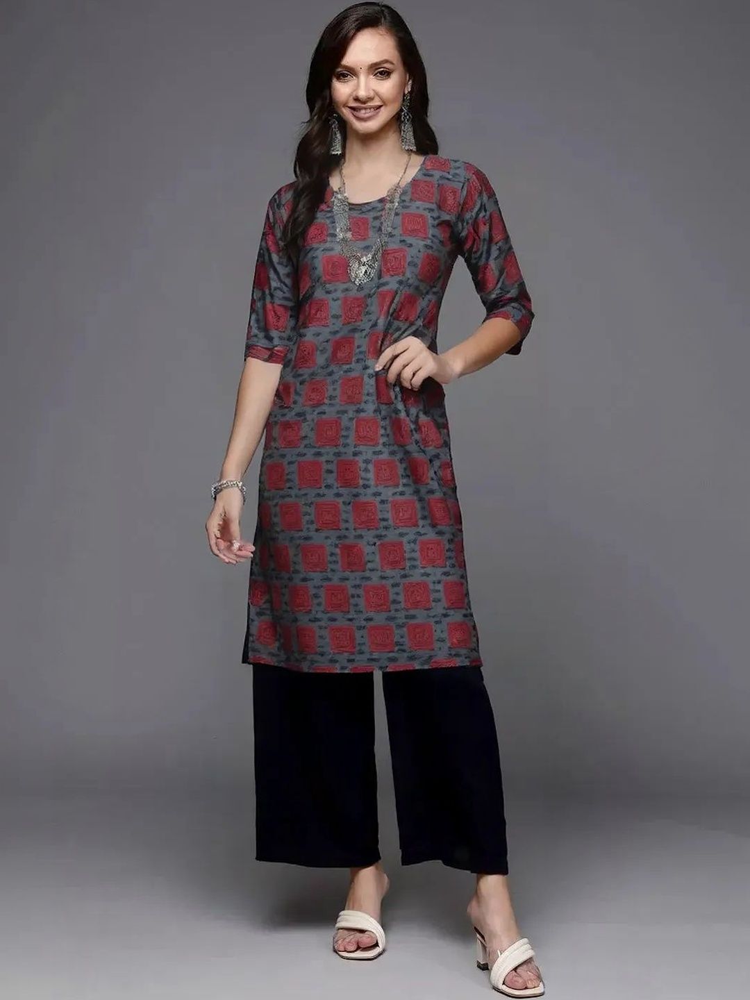arangya Pack Of 3 Women Geometric Printed Crepe Kurta