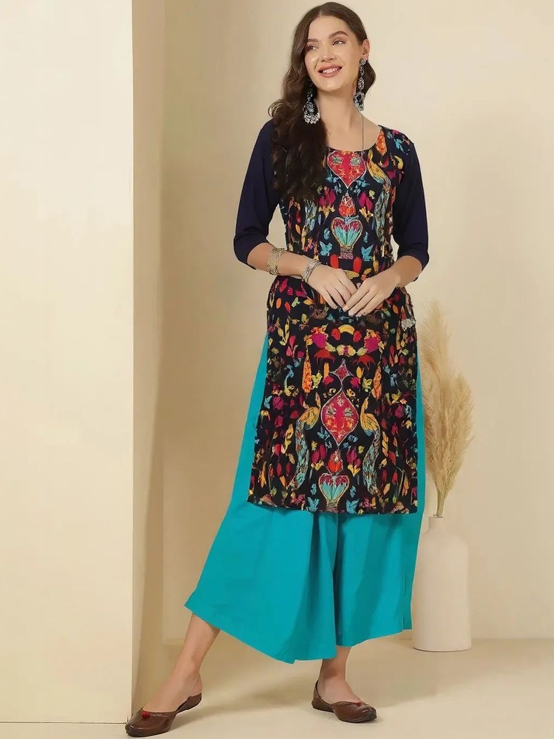 arangya Women Pack Of 3 Ethnic Motifs Printed Indie Prints Crepe Kurta