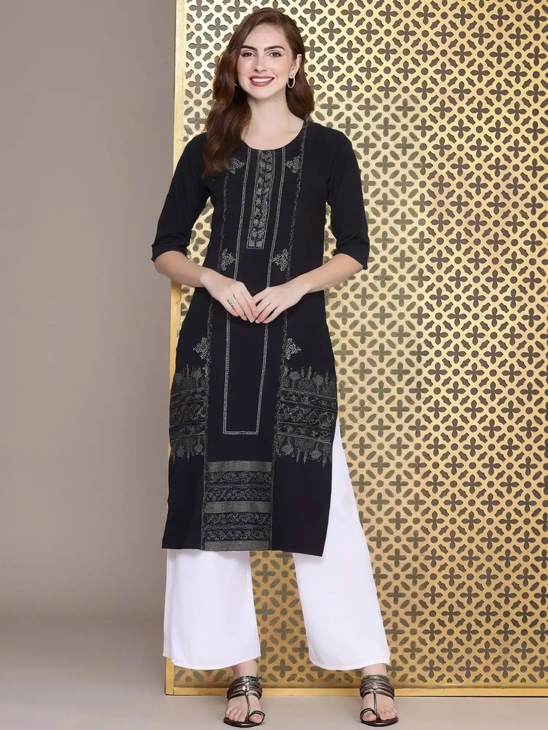 arangya Women Pack Of 3 Ethnic Motifs Printed Indie Prints Crepe Kurta