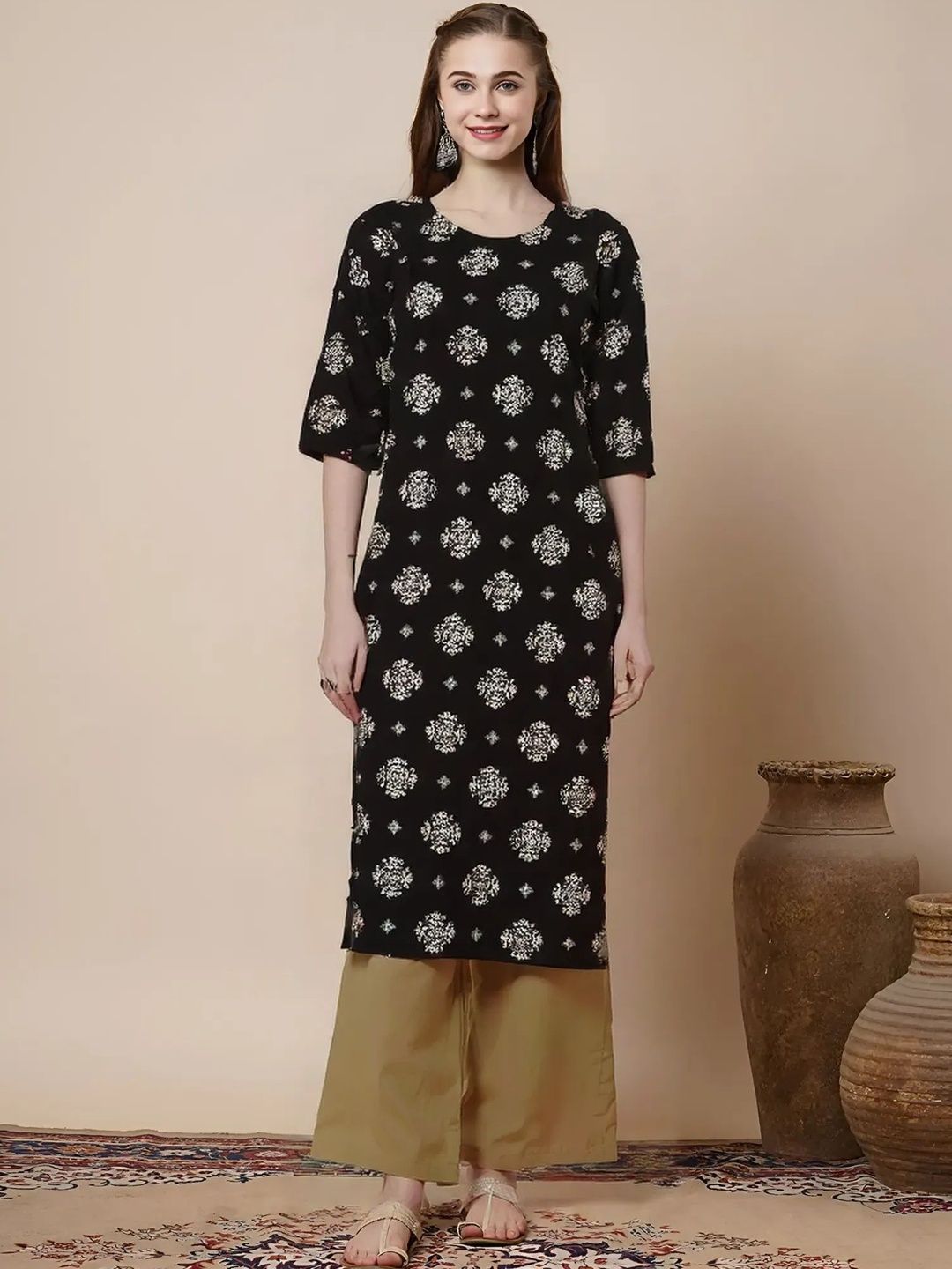 arangya Women Pack Of 2 Ethnic Motifs Printed Indie Prints Crepe Kurta