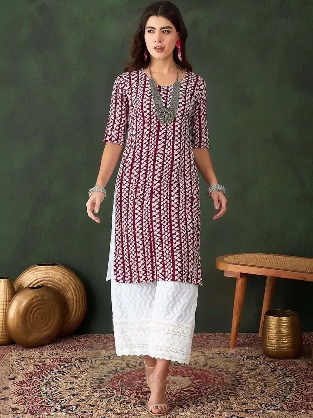 arangya Women Pack Of 3 Ethnic Motifs Printed Indie Prints Crepe Kurta