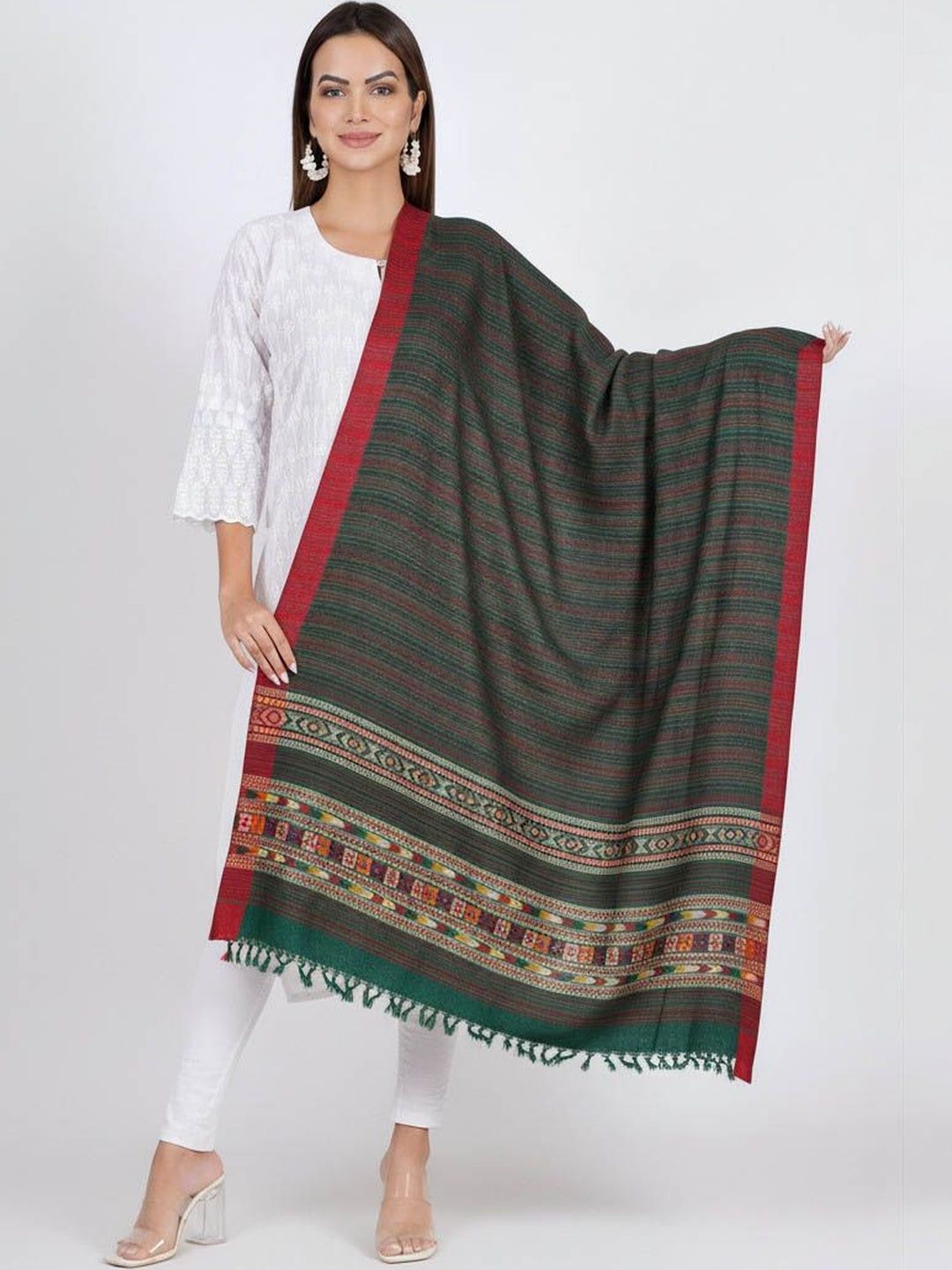 Vrinde Women Striped Woven Design Shawl