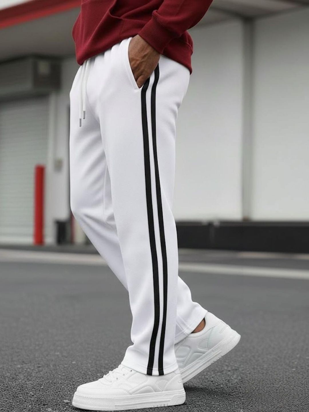 PROGENY Men Side Striped Pure Cotton Relaxed Fit Track Pants