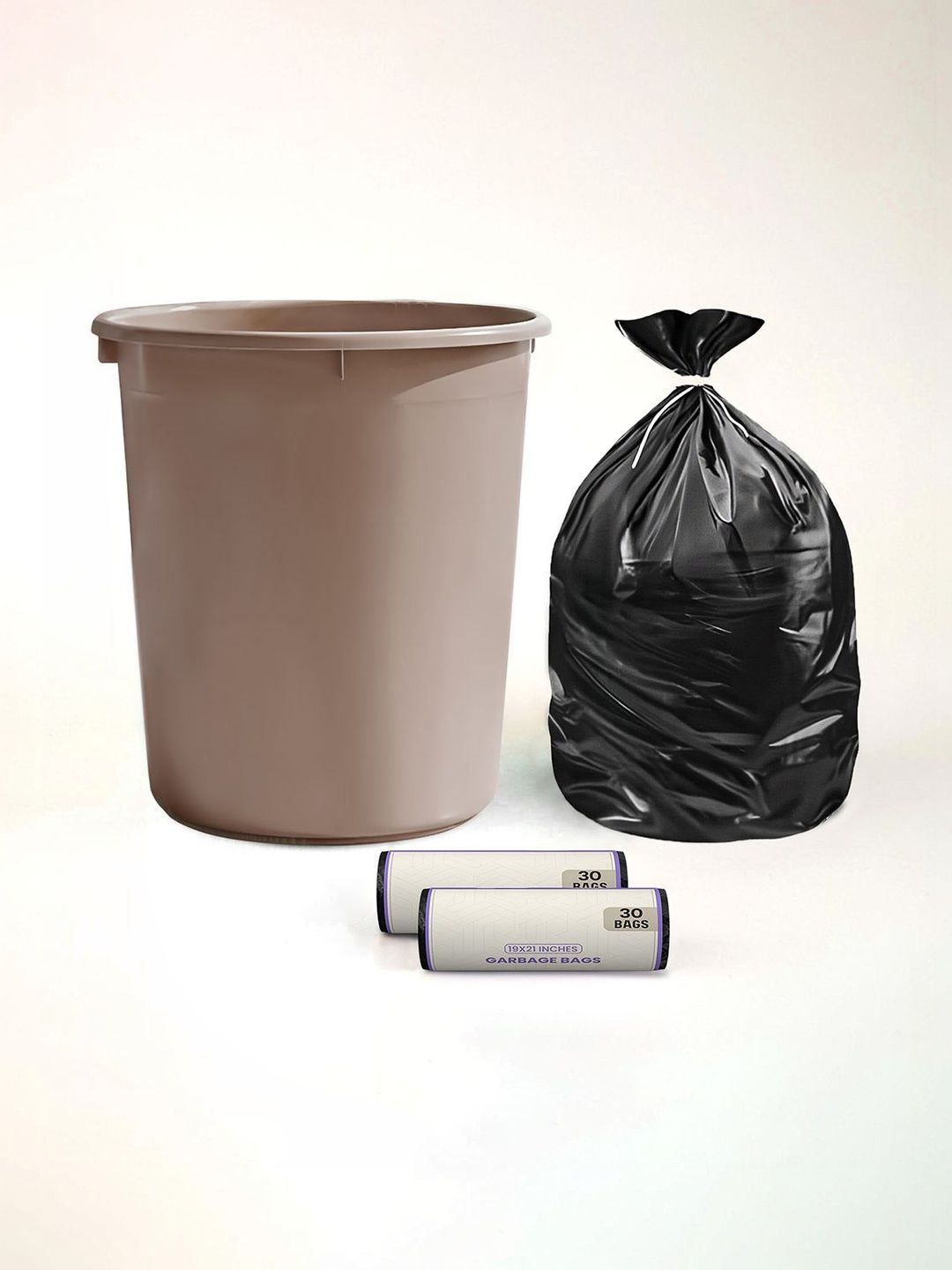 Aura Beige Open Bin & 2 Garbage Bag