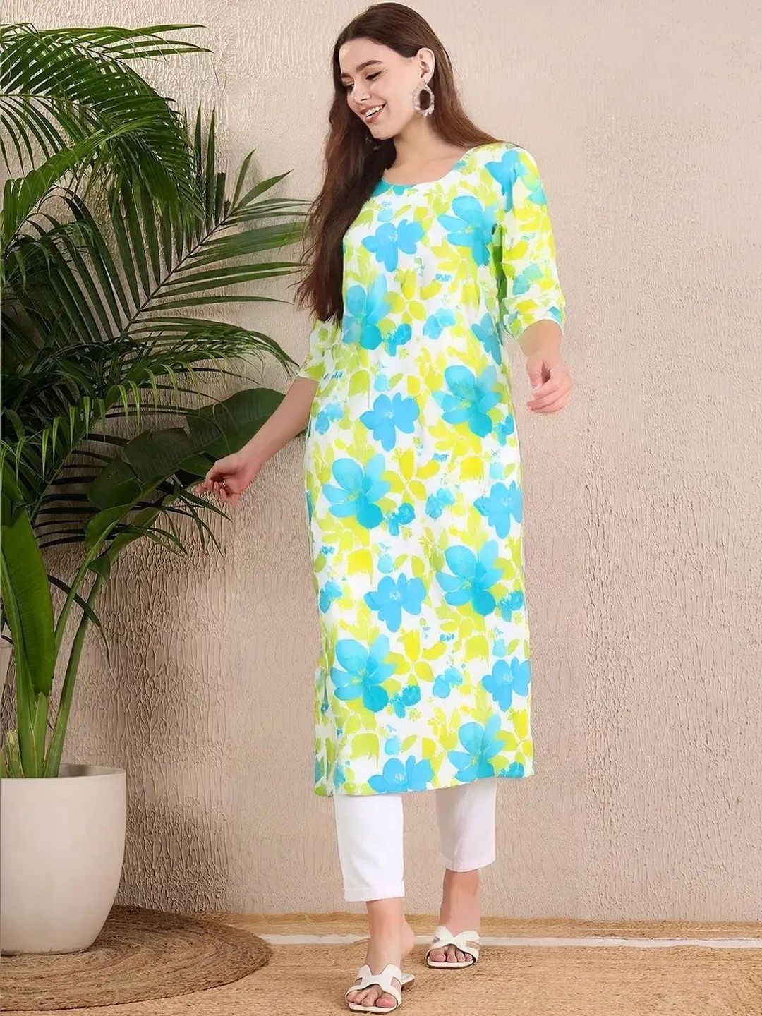 arangya Women Pack of 3 Floral Printed Floral Crepe Kurta