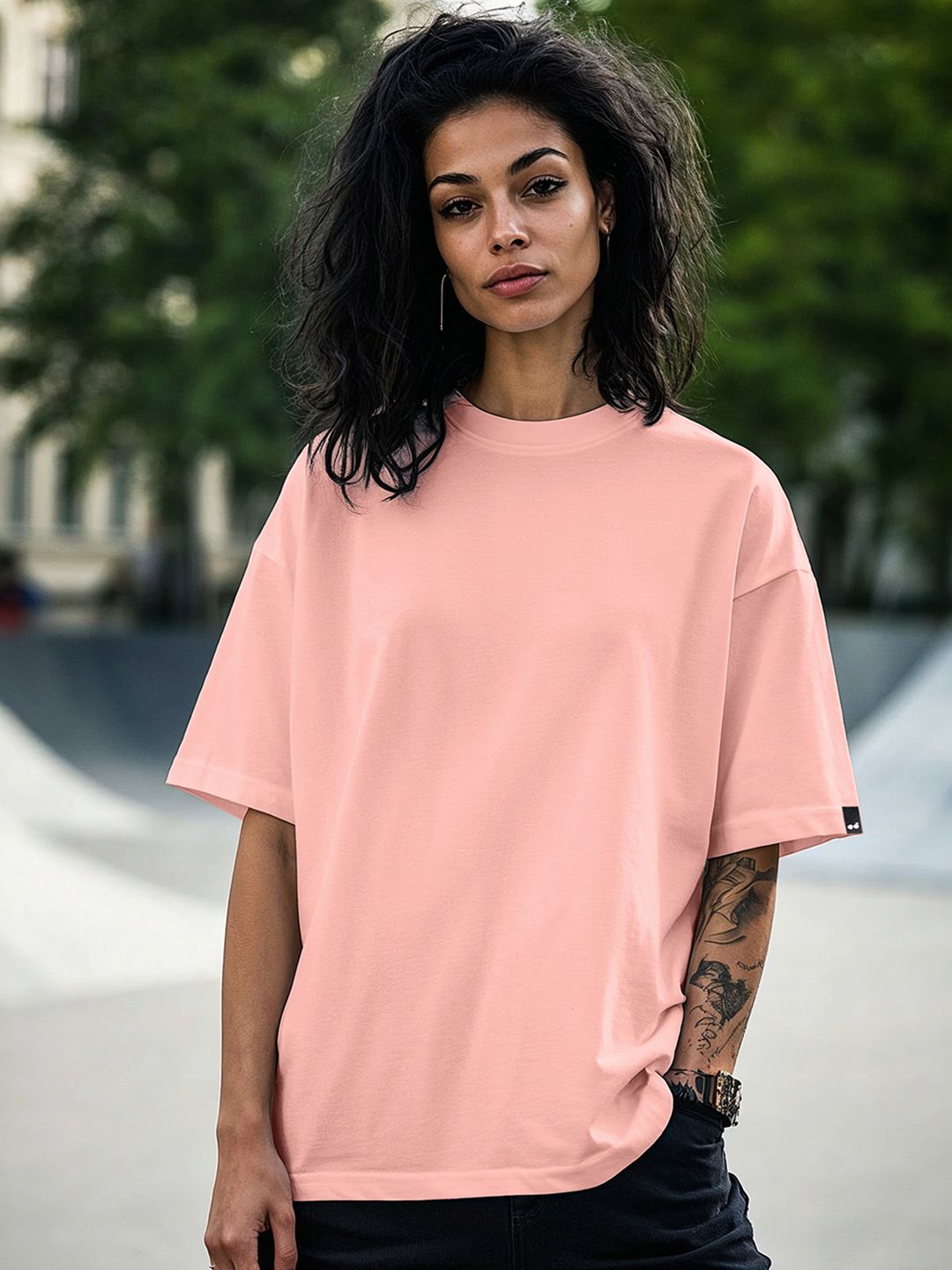 Bewakoof Drop-Shoulder Sleeves Pure Cotton Oversized T-shirt