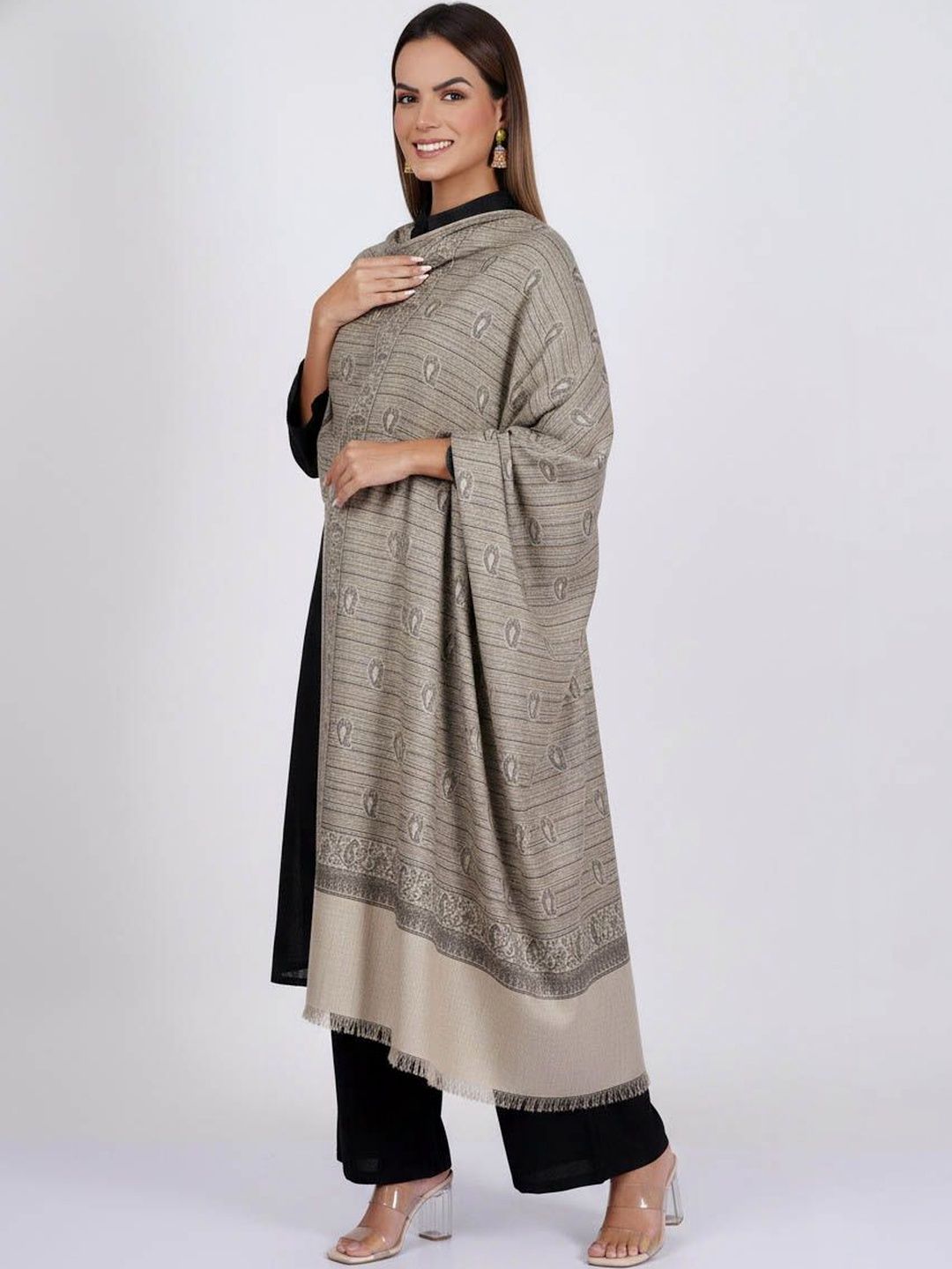 Vrinde Women Abstract Woven Design Shawl