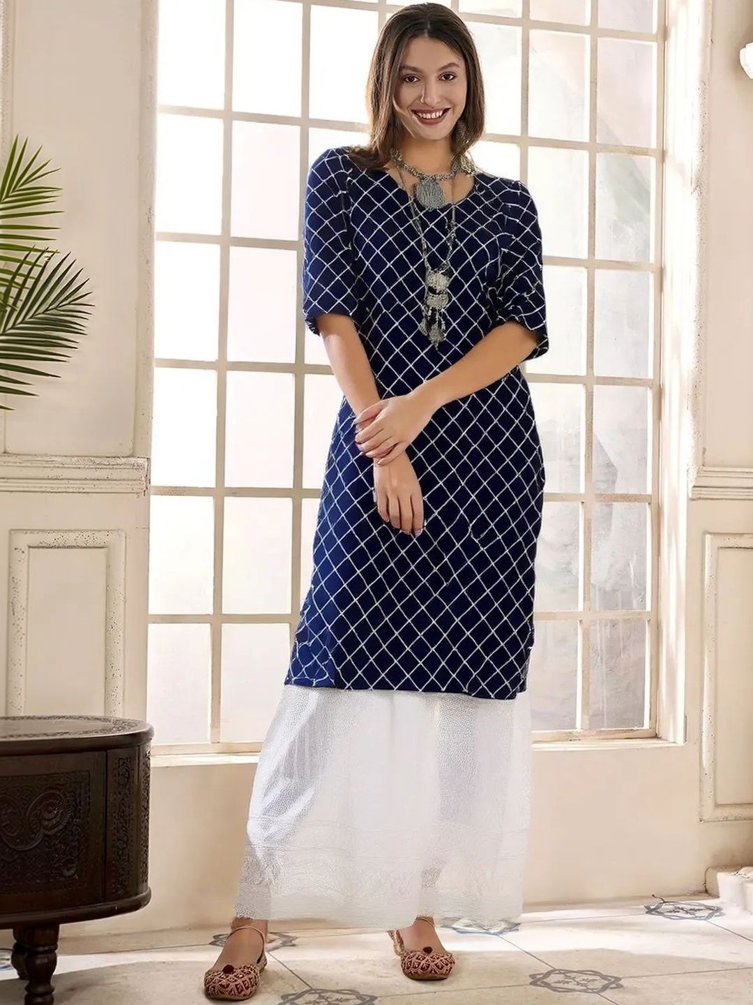 arangya Women Pack Of 3 Geometric Printed Crepe Kurta
