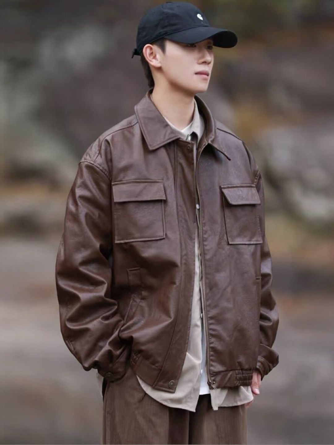 KPOP Men Leather Jacket