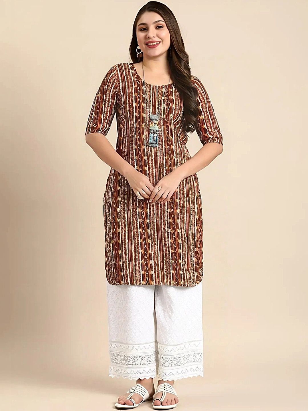 arangya Women Pack Of 3 Ethnic Motifs Printed Indie Prints Crepe Kurta
