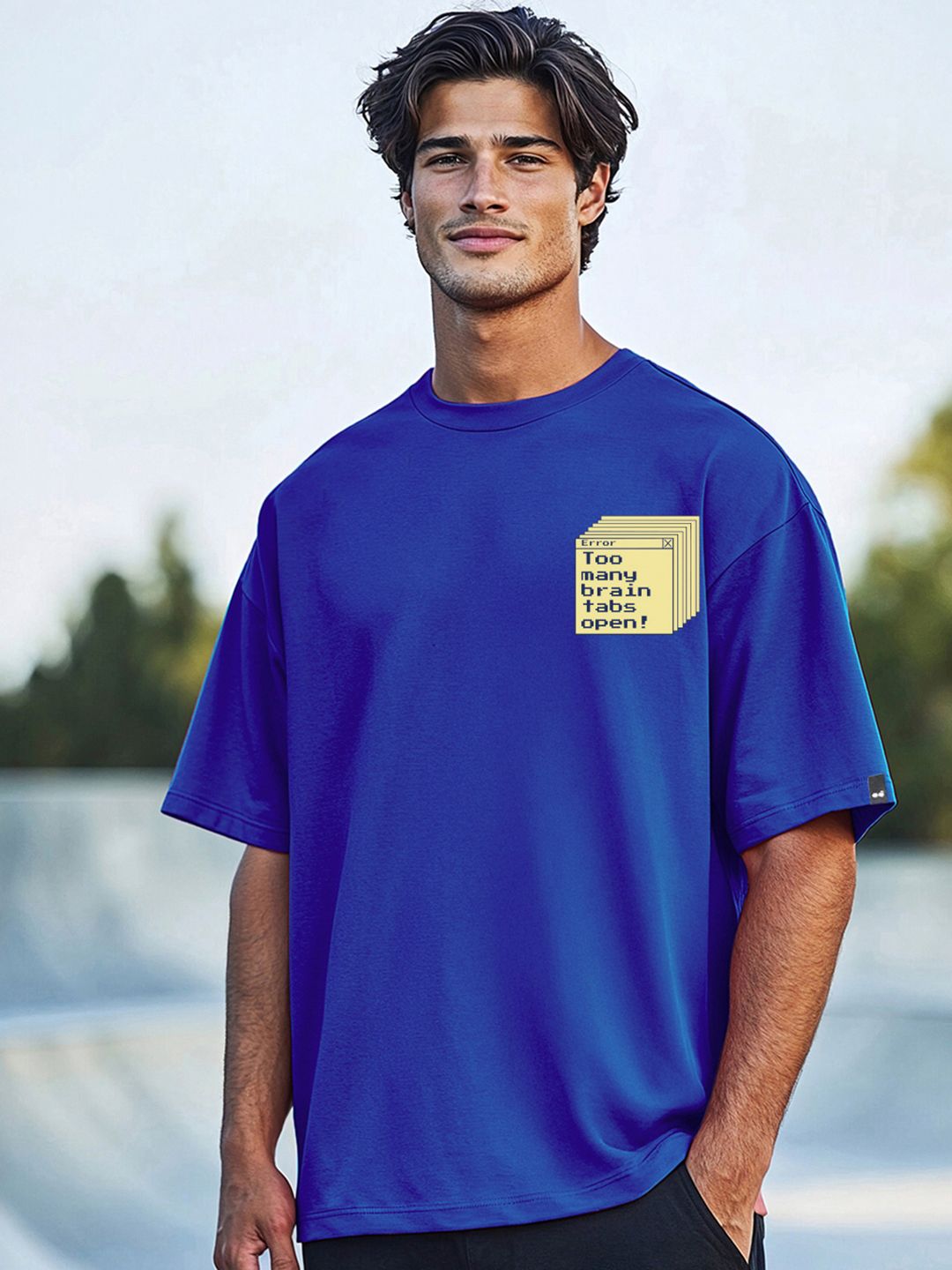 Bewakoof Men Typography Printed Round Neck Cotton Oversized T-shirt