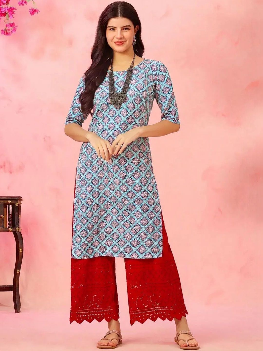 arangya Women Pack Of 3 Geometric Printed Crepe Kurta
