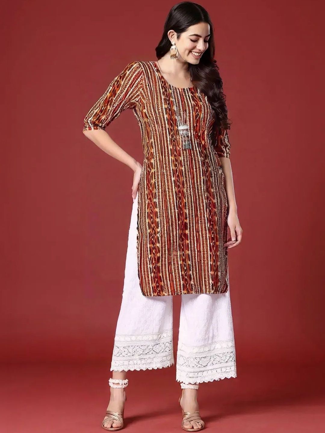 arangya Pack Of 3 Women Ethnic Motifs Printed Crepe Kurta