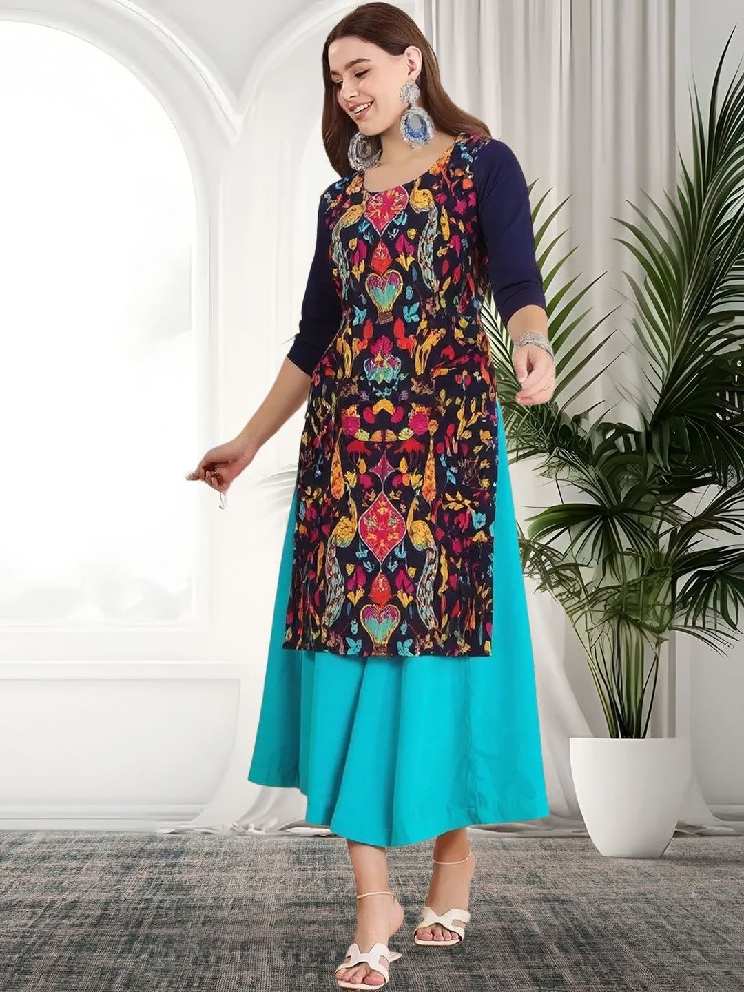 arangya Women Pack Of 3 Ethnic Motifs Printed Indie Prints Crepe Kurta