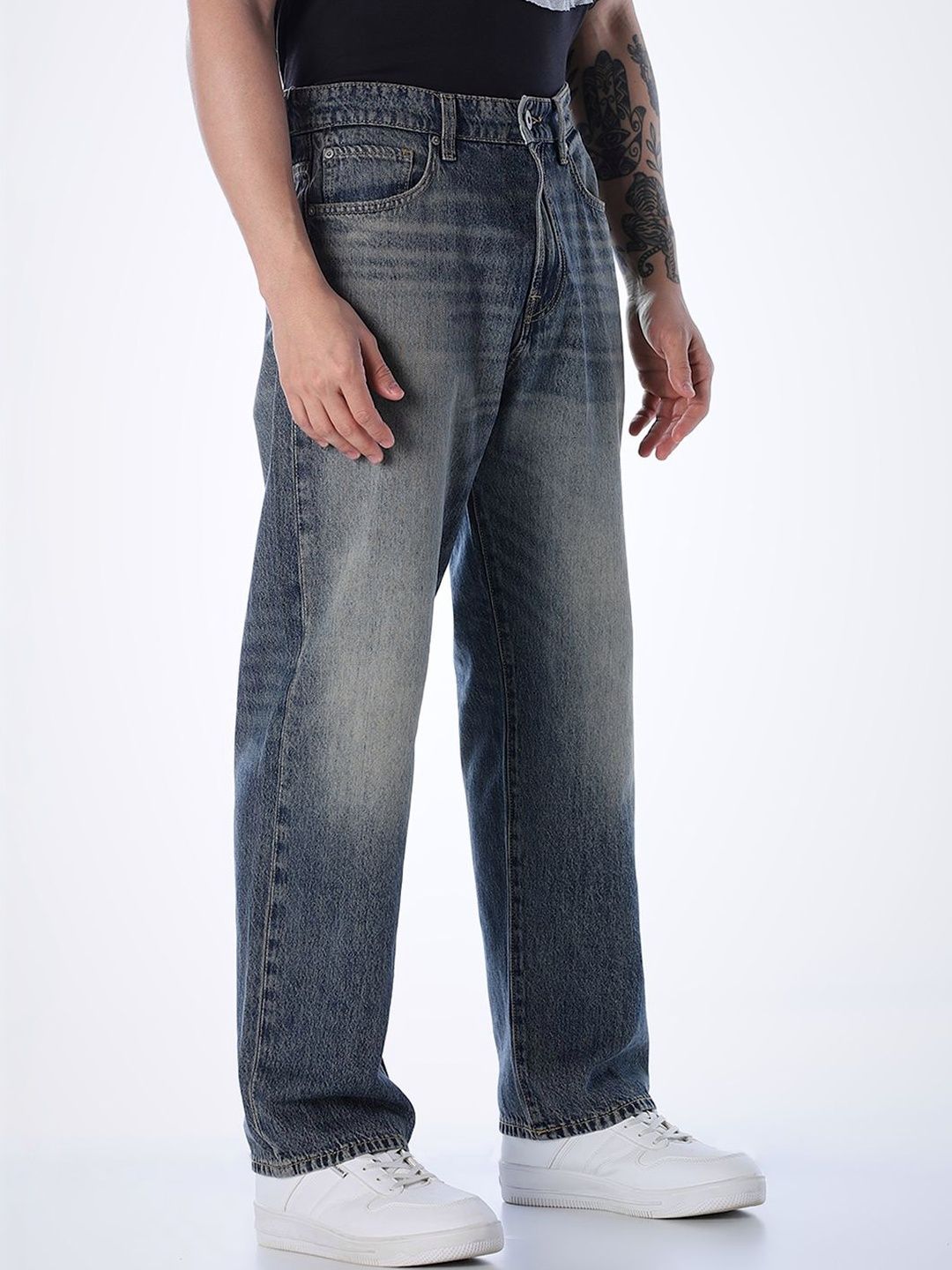 Wide Leg High-Rise Heavy Fade Jeans