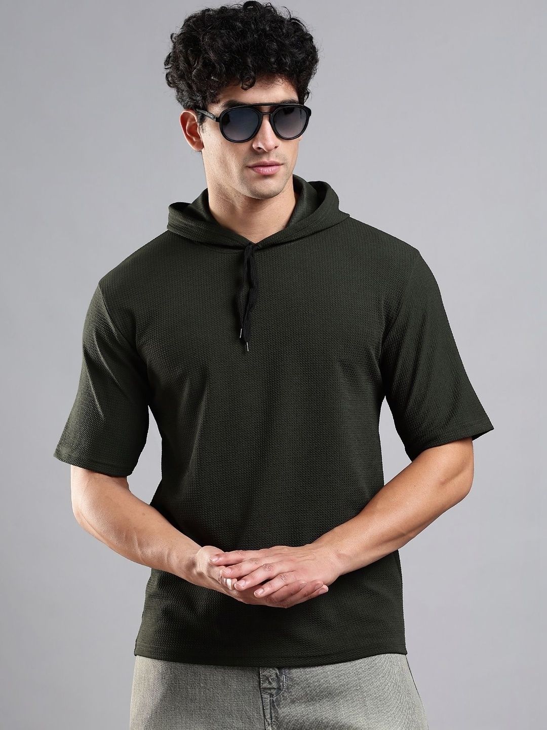 LEWEL Men Hooded T-shirt
