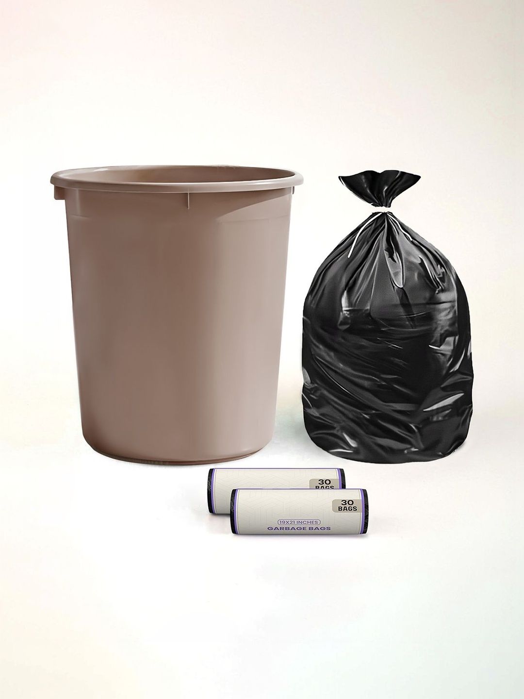 HOMESTIC Brown Plastic Open Waste Bin With 2 Garbage Bag Set 10 L