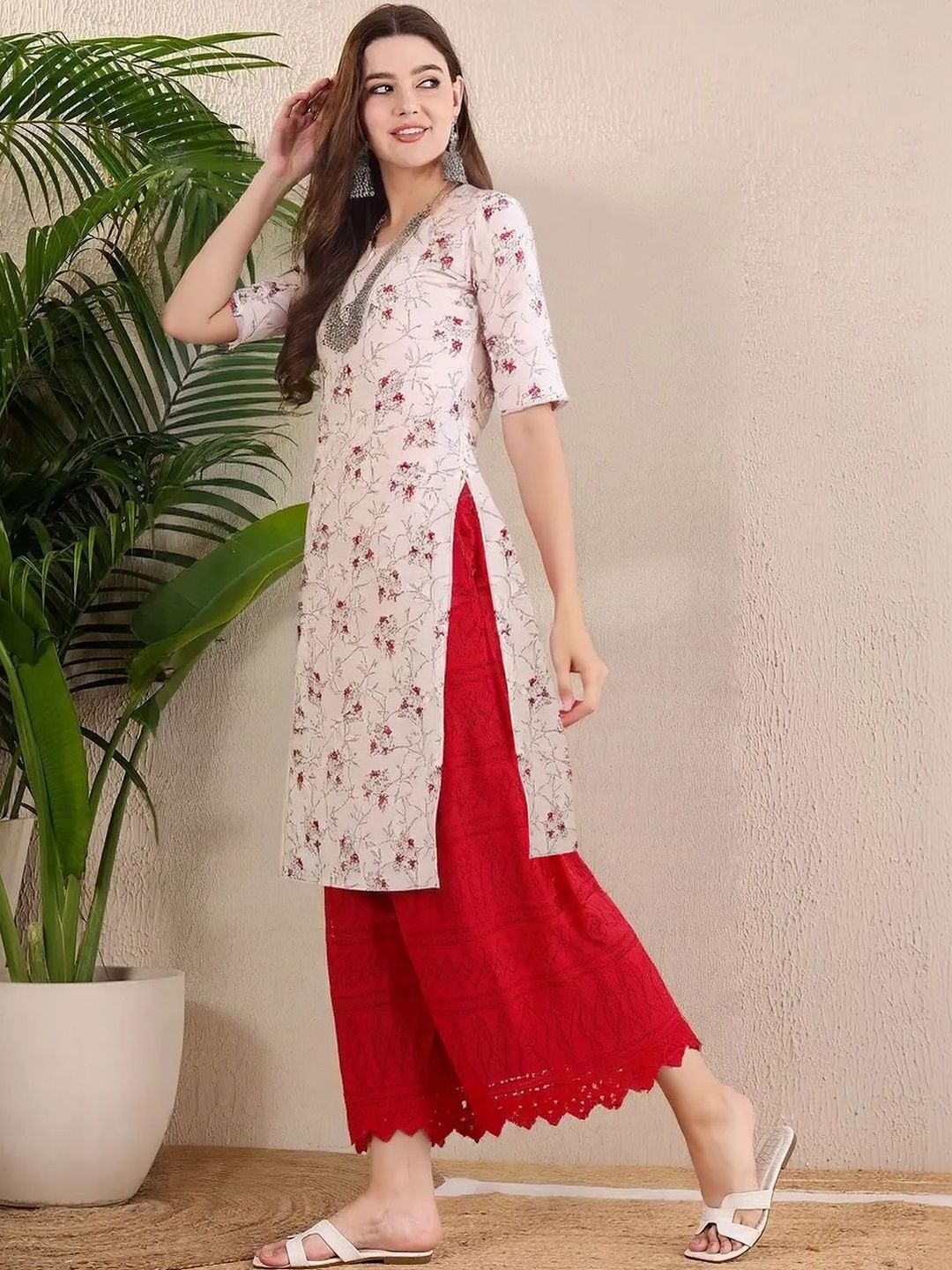arangya Women Pack of 3 Floral Printed Indie Florals Crepe Kurta