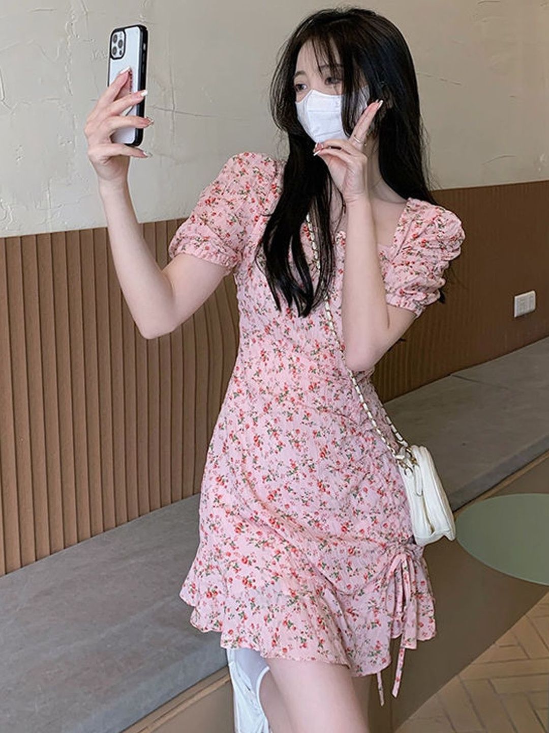 StyleCast StyleCast Floral Print Puff Sleeve Bodycon Dress
