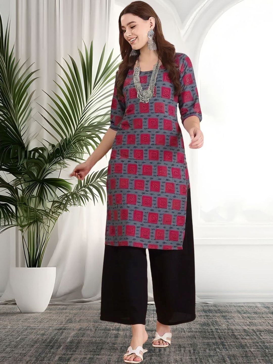arangya Pack Of 3 Women Geometric Printed Crepe Kurta