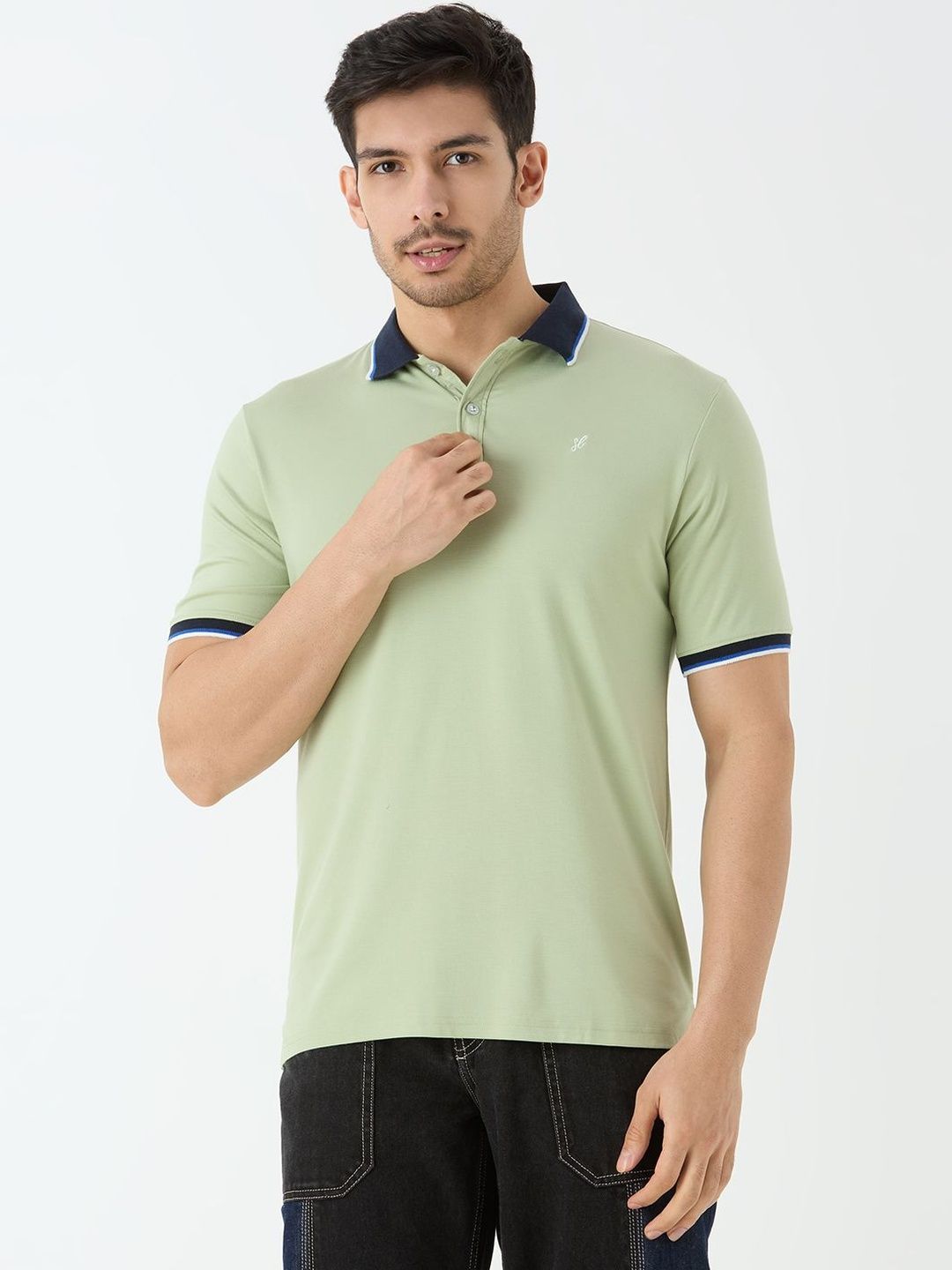 Superlooper Men Brand Logo Polo Collar T-shirt