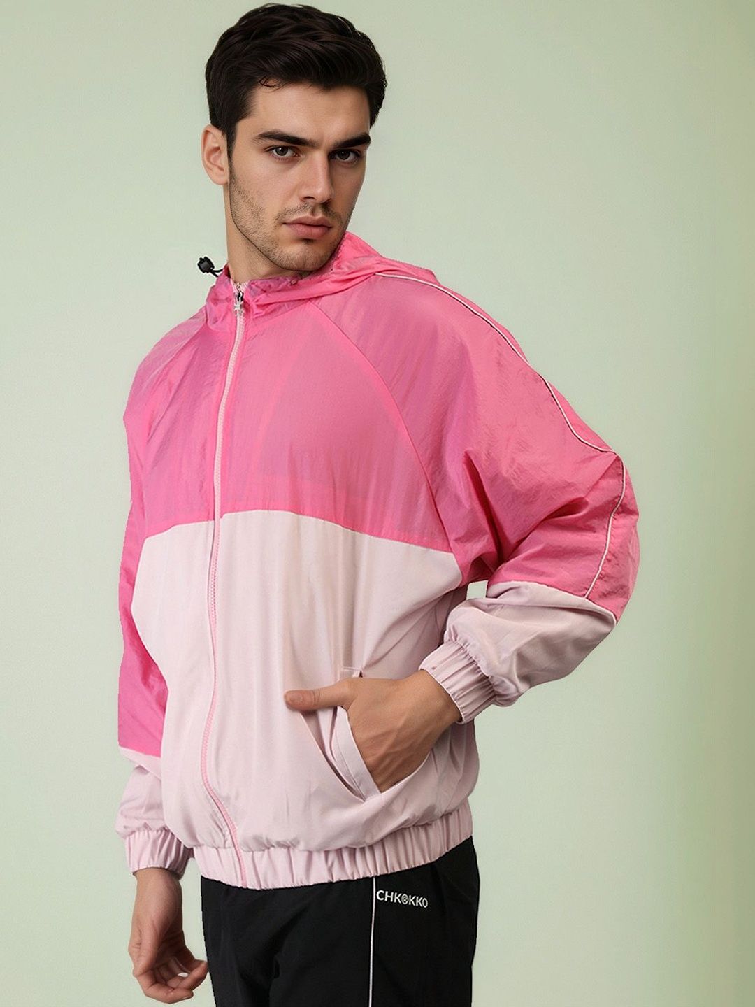 Buy CHKOKKO Men Colourblocked Windcheater Outdoor Tailored Jacket