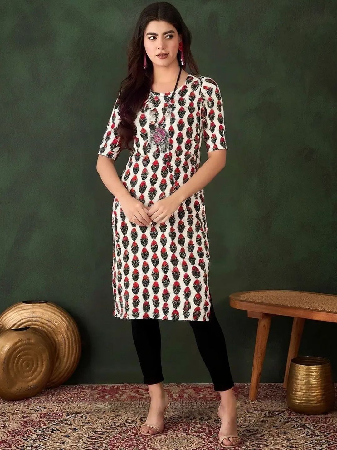 arangya Women Pack Of 2 Floral Printed Indie Florals Crepe Kurta
