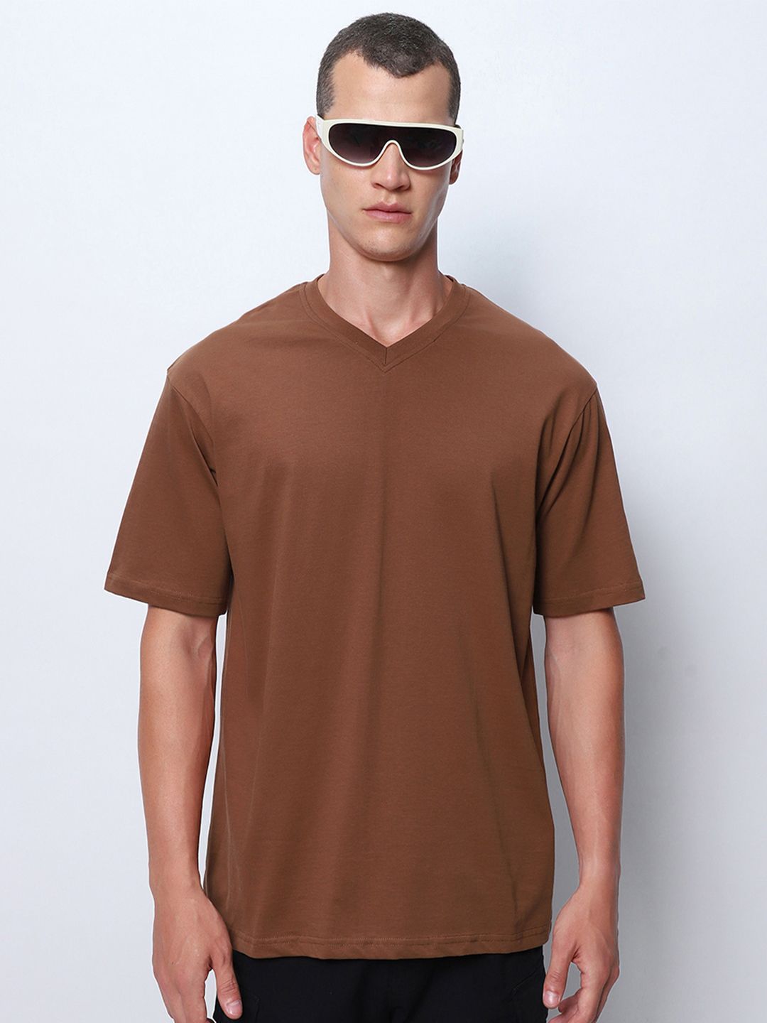 Bewakoof V-Neck Pure Cotton Oversized Casual T-Shirt