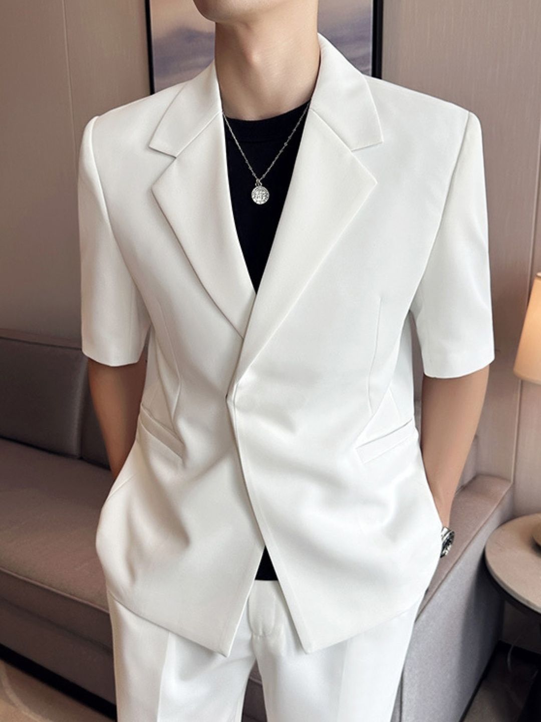 KPOP Men Tailored Open Front Jacket