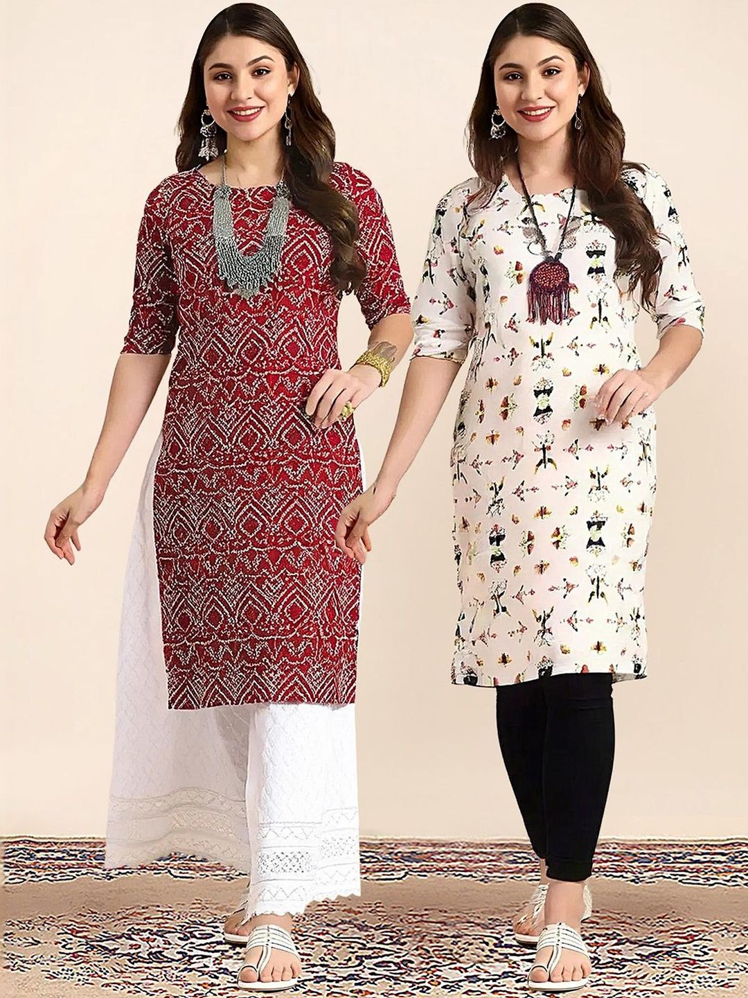 arangya Women Ethnic Motifs Printed Indie Prints Crepe Kurta