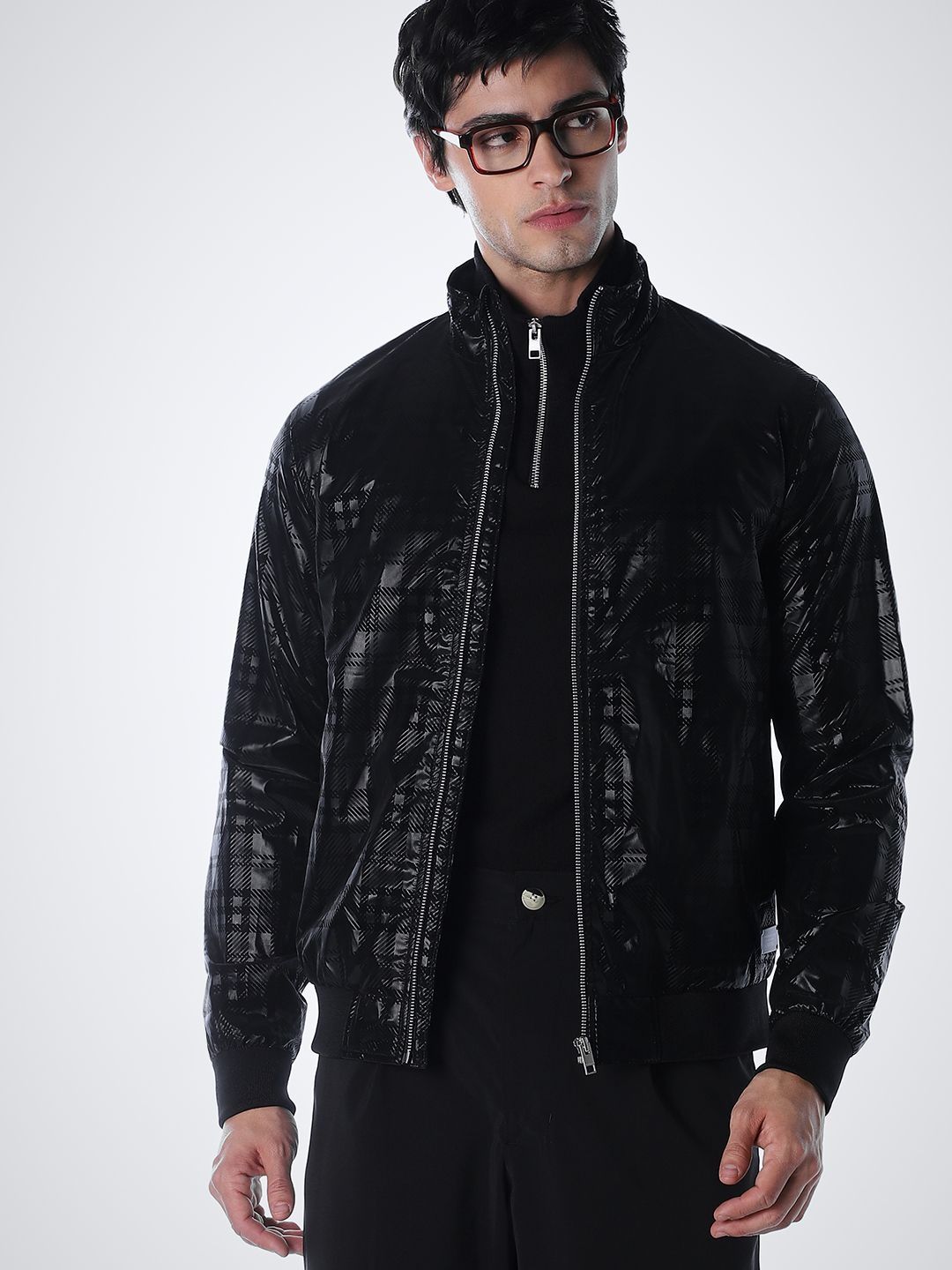 Jack & Jones Men Checked Bomber Jacket