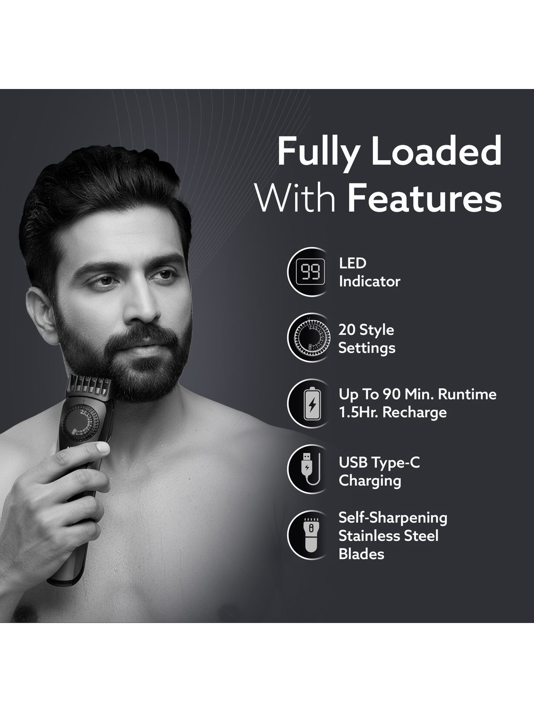 Buy Agaro MT2525 Cordless Beard & Mustache Trimmer with USB