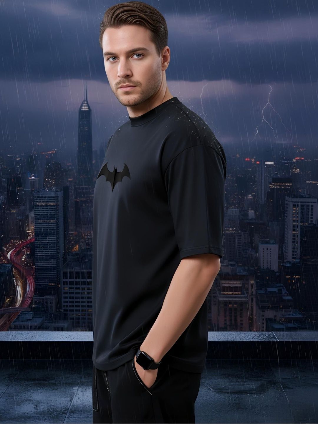 KAIDO Men Batman Printed T-shirt