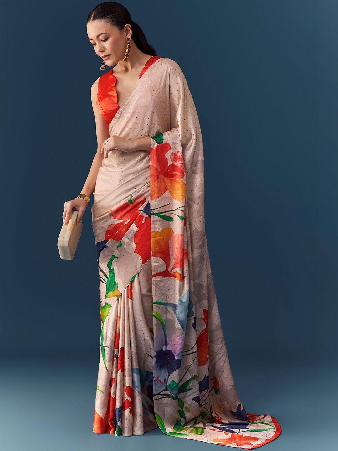 KALKI Fashion KALKI Fashion Floral Satin Saree
