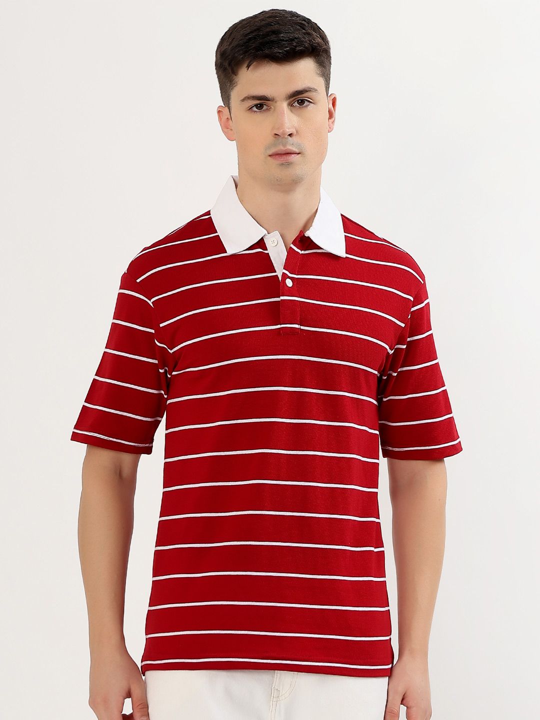 ARMENOR Men 2 Striped Polo Collar T-shirt