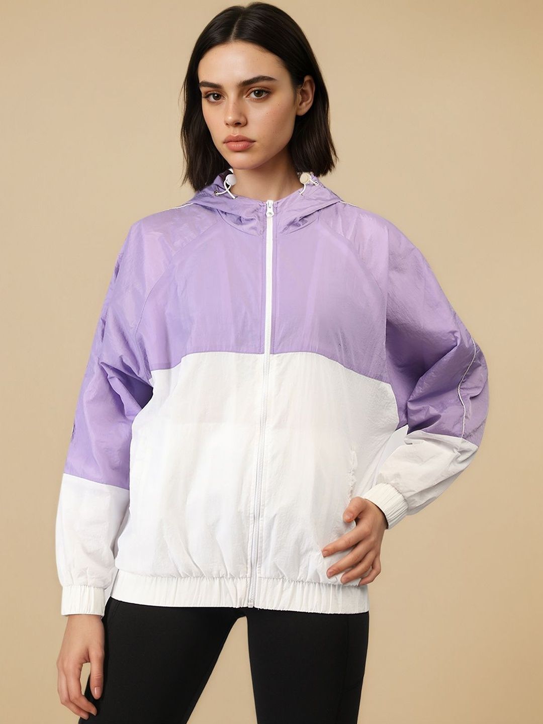 CHKOKKO Women Colourblocked Windcheater Outdoor Tailored Jacket