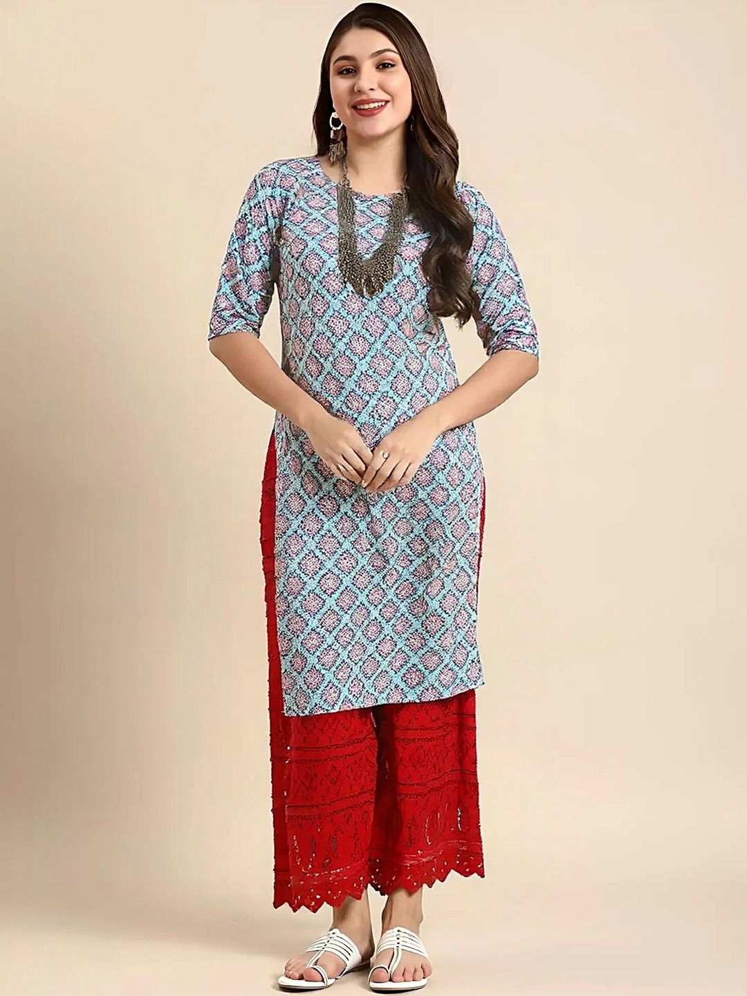 arangya Women Ethnic Motifs Printed Indie Prints Crepe Kurta