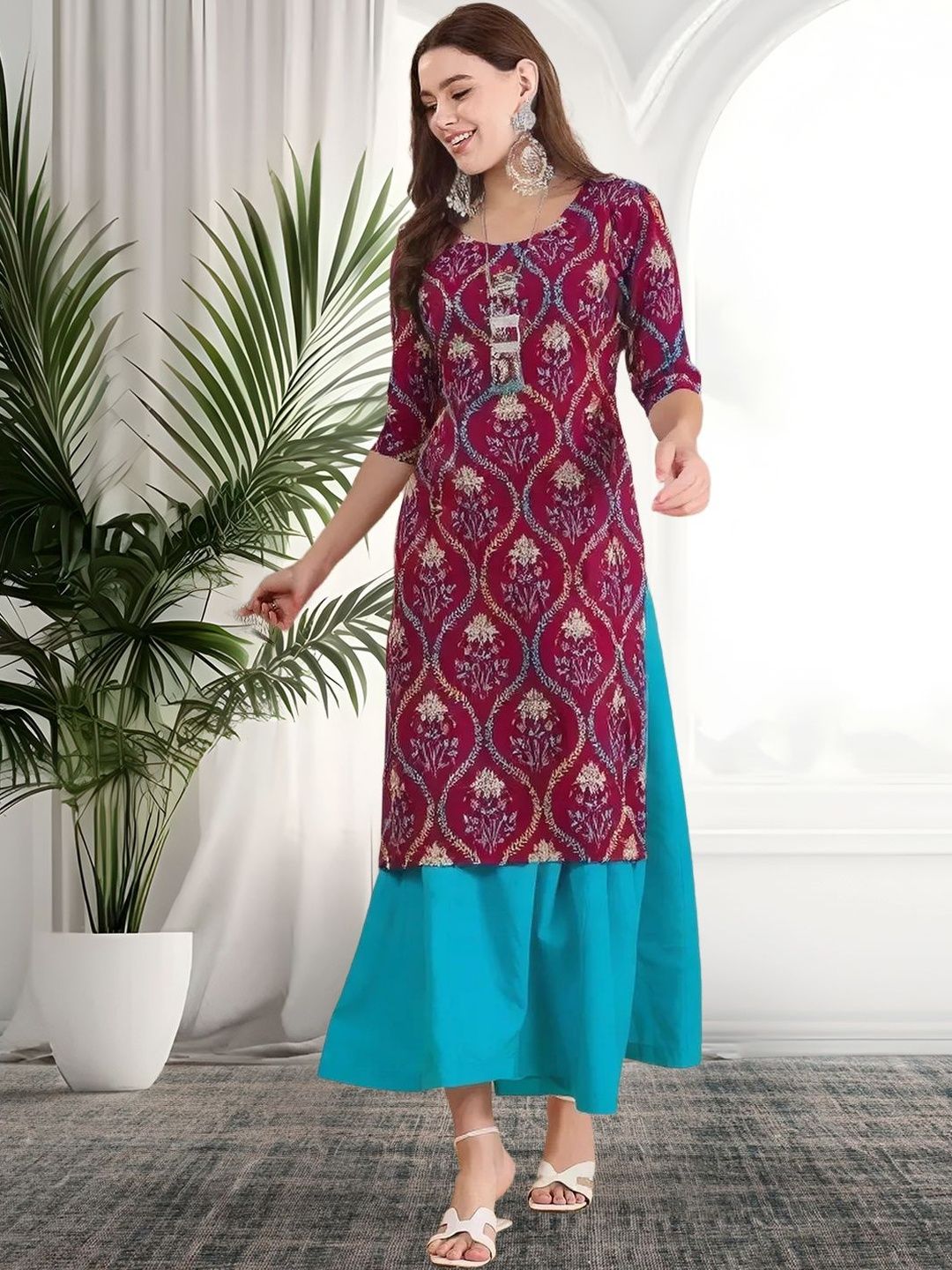 arangya Pack Of 2 Women Ethnic Motifs Printed Crepe Kurta