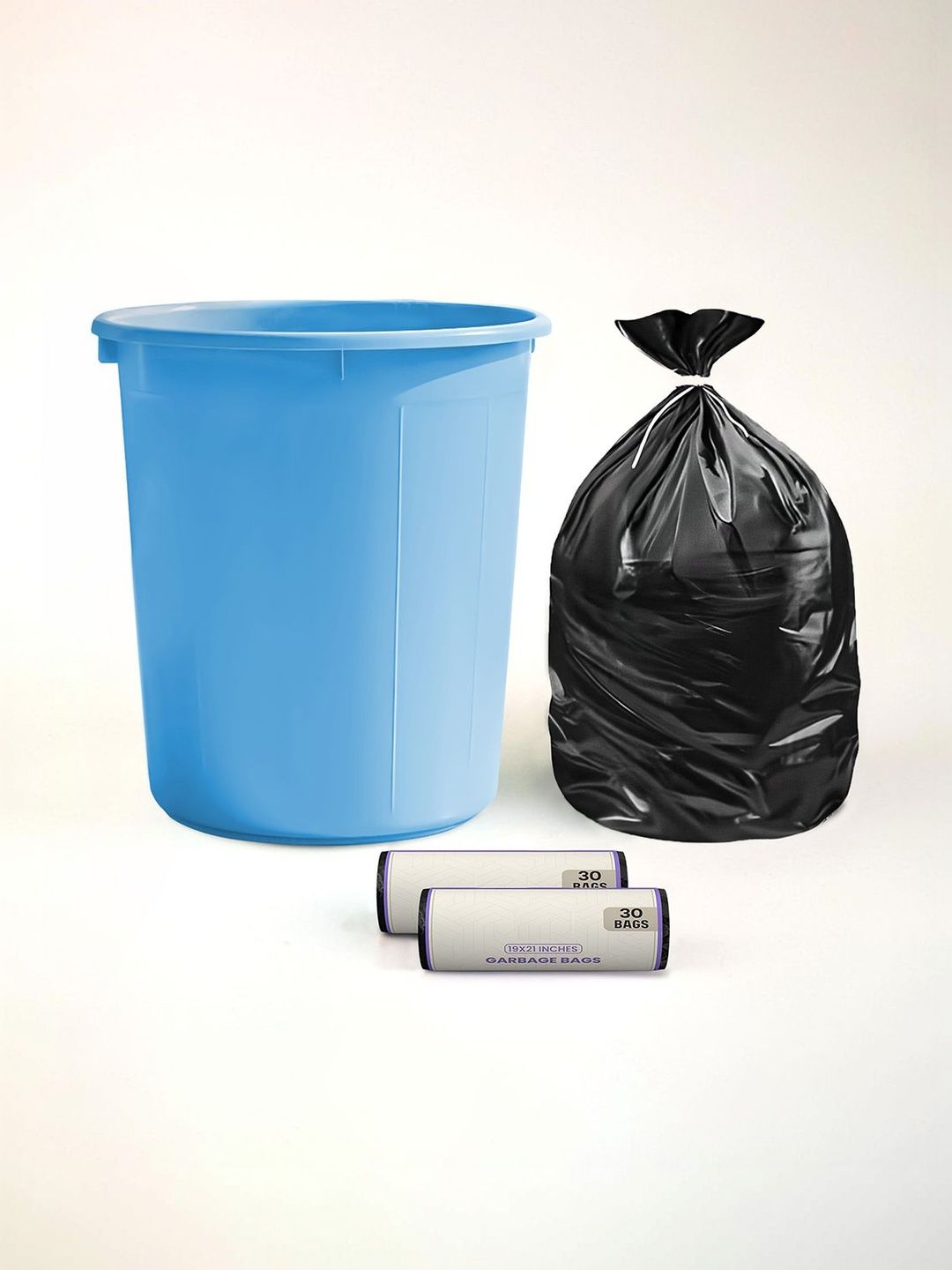 HOMESTIC Blue Plastic Open Waste Bin With 2 Garbage Bag Set 10 L