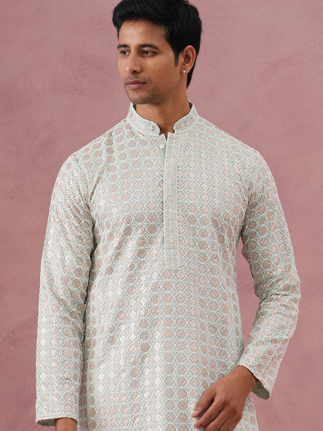Jompers Men Ethnic Motifs Embellished Sequinned Kurta