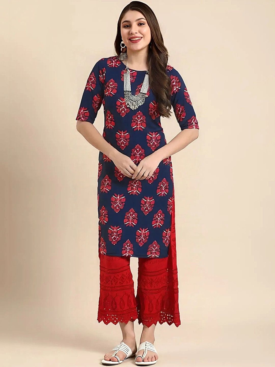 arangya Pack Of 3 Women Ethnic Motifs Printed Indie Prints Crepe Kurta
