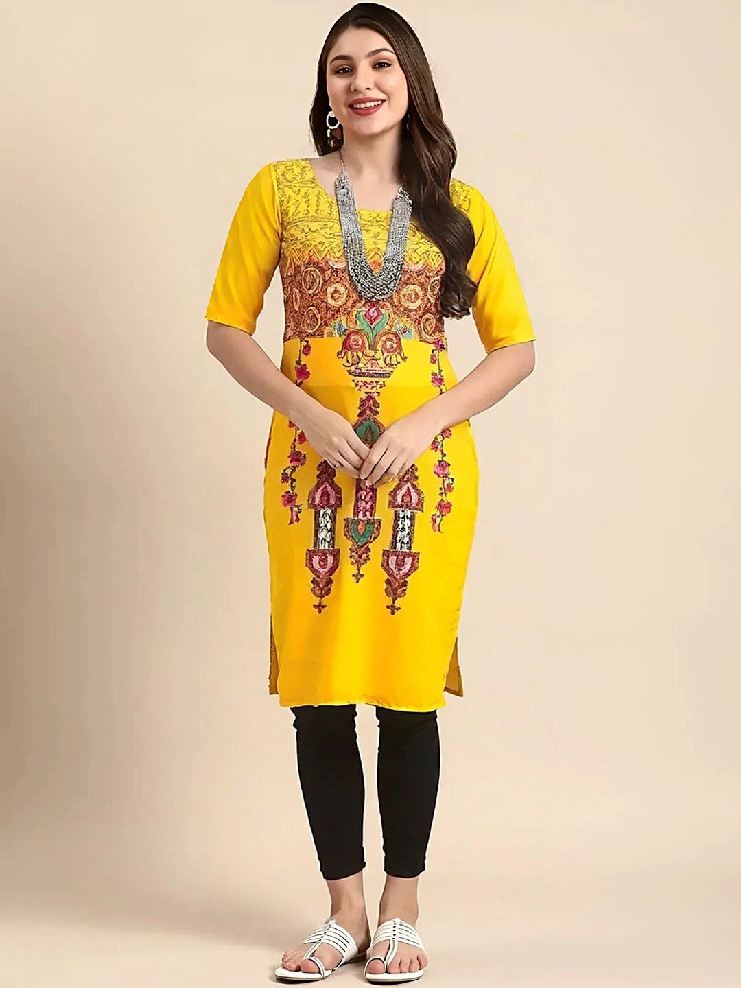 arangya Pack Of 3 Women Ethnic Motifs Printed Indie Prints Crepe Kurta