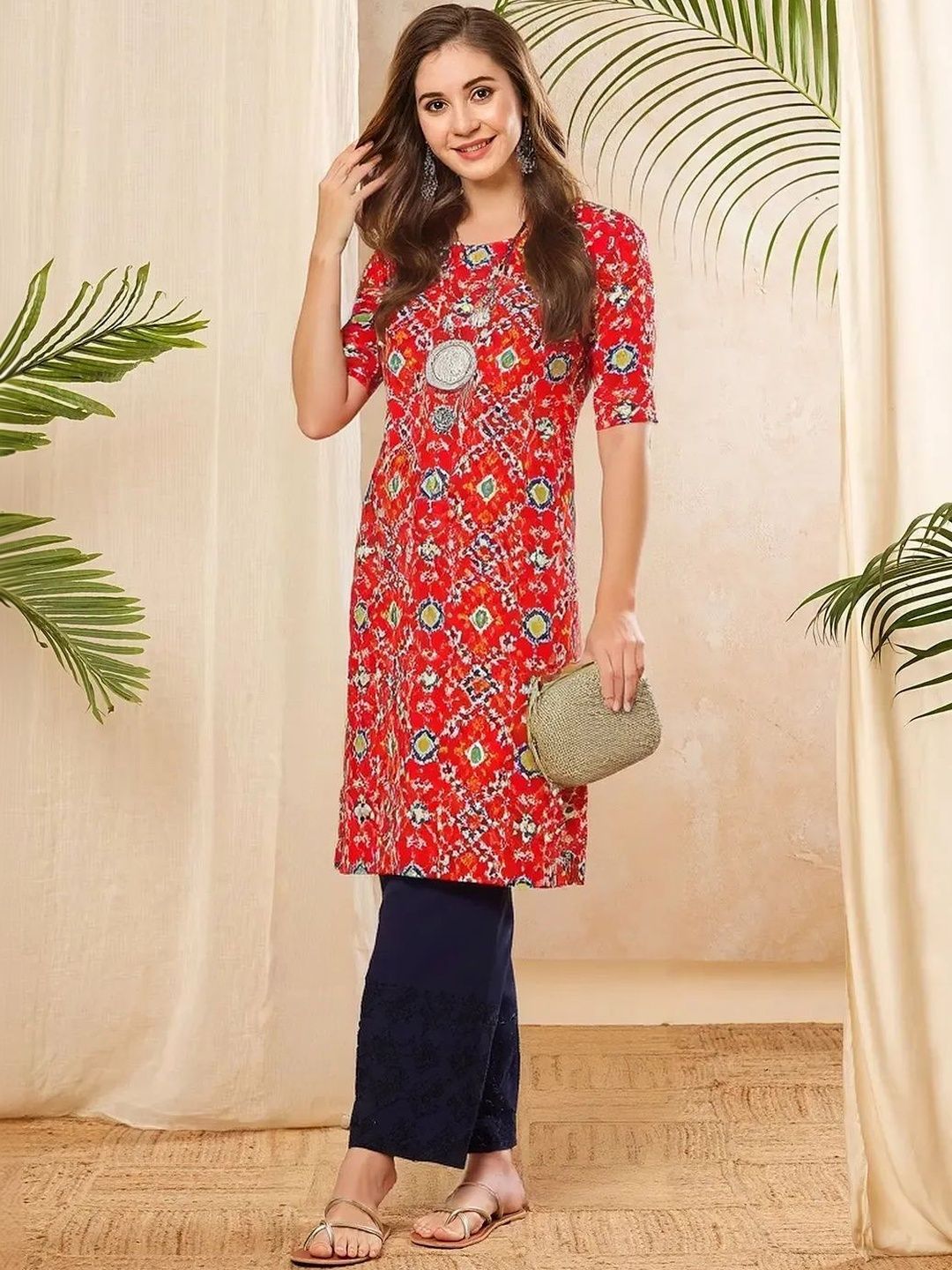 arangya Women Pack of 3 Ethnic Motifs Printed Indie Prints Crepe Kurta