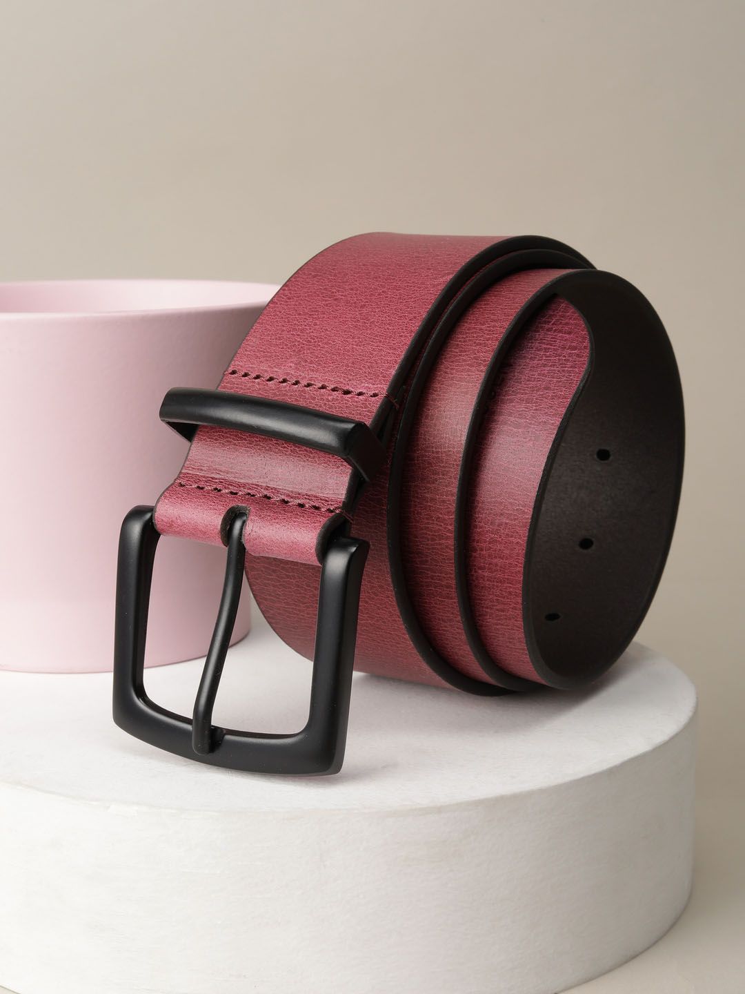 Van Heusen Men Textured Leather Wide Belt