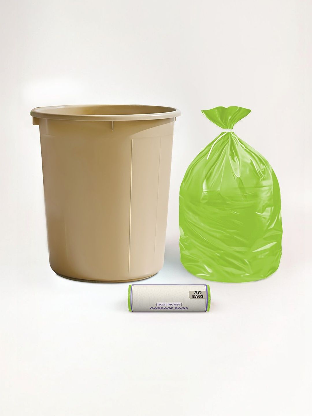 HOMESTIC Beige Dustbin & Garbage Bag With 1 Roll 13 L
