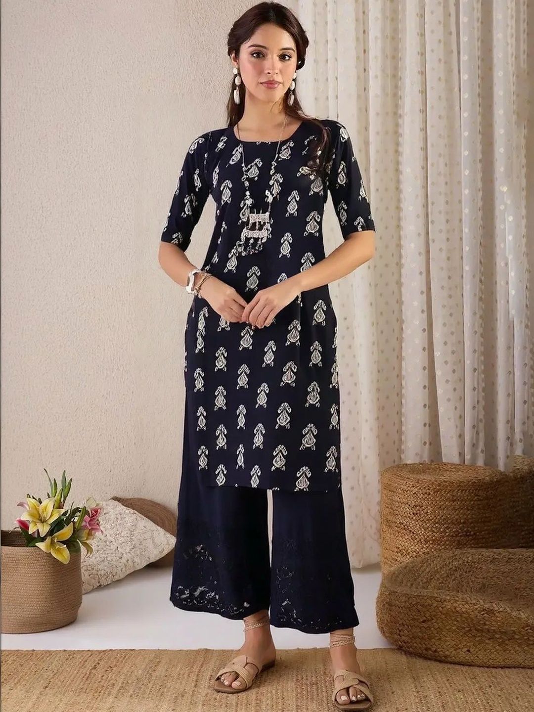 arangya Women Pack Of 2 Ethnic Motifs Printed Indie Prints Crepe Kurta