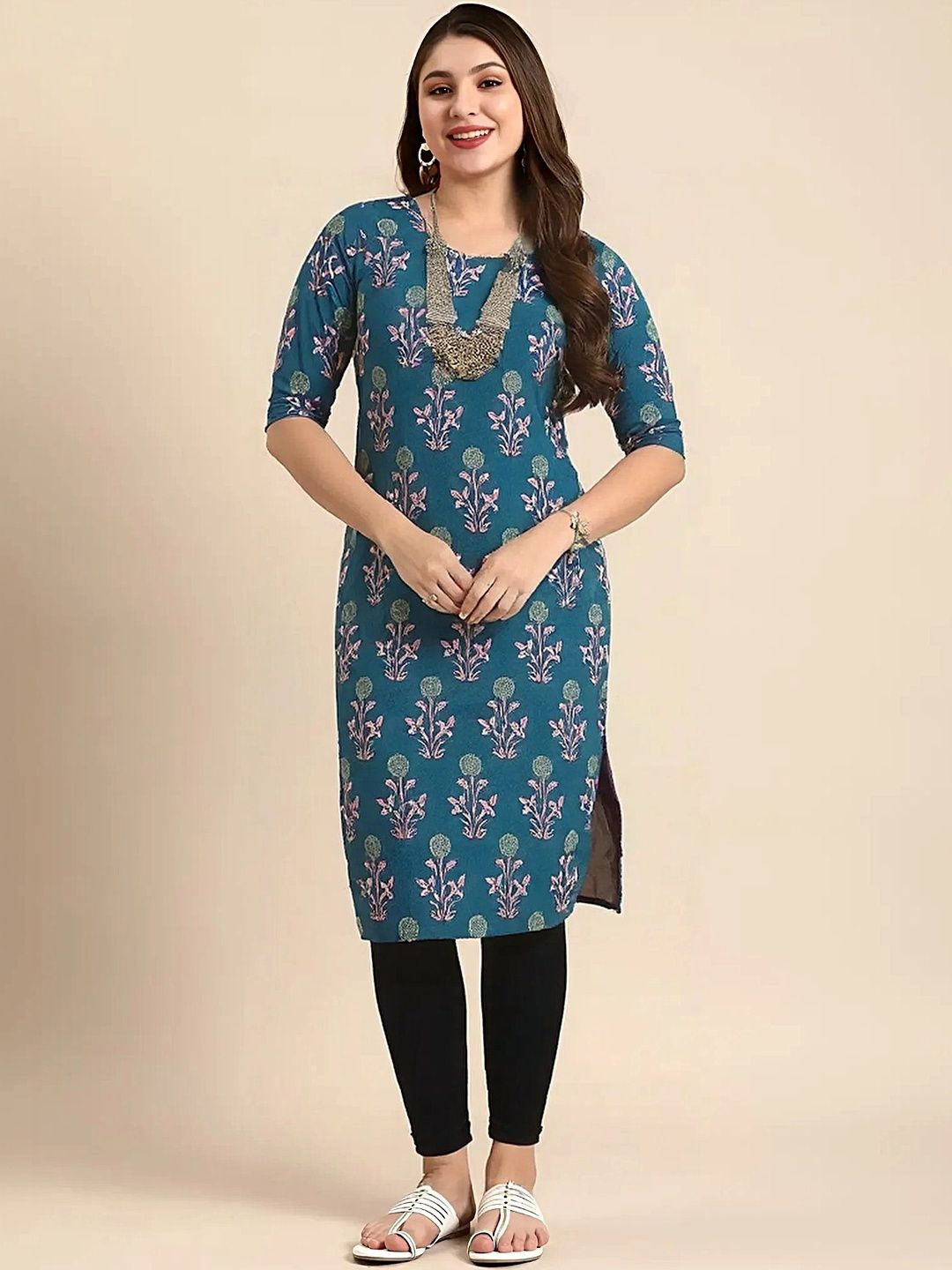 arangya Women Pack Of 2 Floral Printed Indie Florals Crepe Kurta